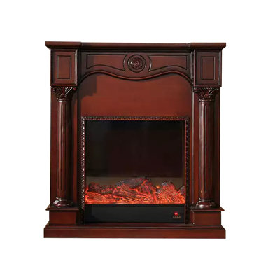 Walnut Solid Wood Electric Fireplace