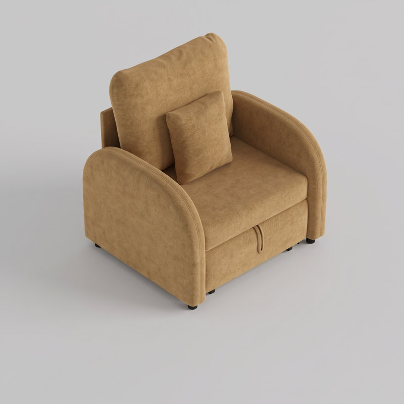 Canapé-lit simple en chenille verte de 94 cm avec dossier ajustable