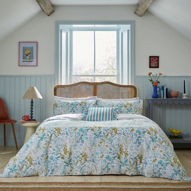 Foxglove Print Cotton Duvet Cover Set, Single Duvet Cover + 1 Standard Pillowcase