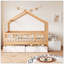 Lit pour tout-petits avec tiroirs de rangement et commode à plateau relevable, lit en bois massif avec garde-corps