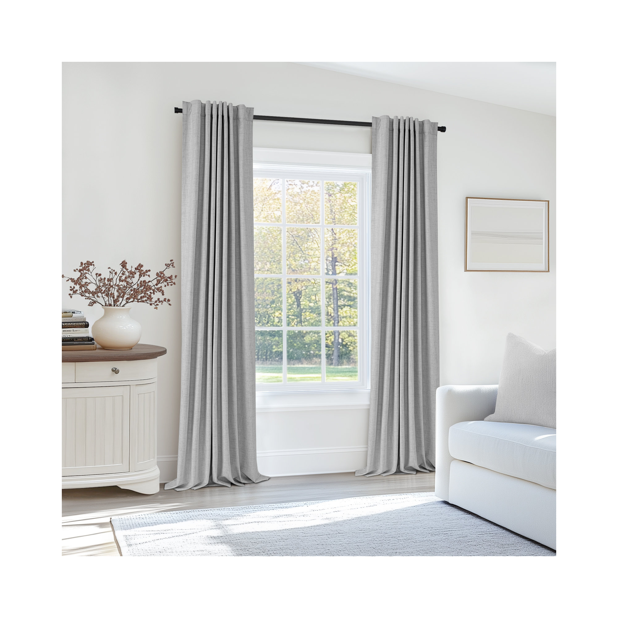 Graciella Thermal Insulated Faux Linen Textured 100% Blackout Curtains for Bedroom Living Room Back Tab/Rod Pocket, Gray