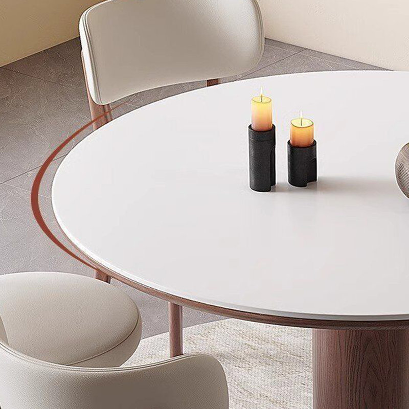 Small-sized round dining table, Brown