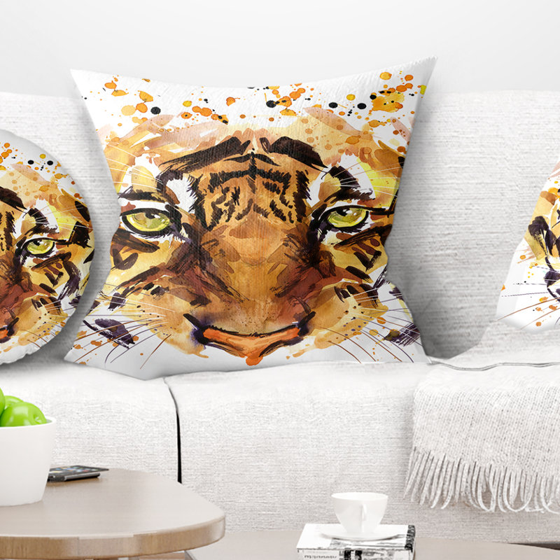 Eyes with Fire - Coussin décoratif à imprimé animal, 16 po x 1 po, Carré