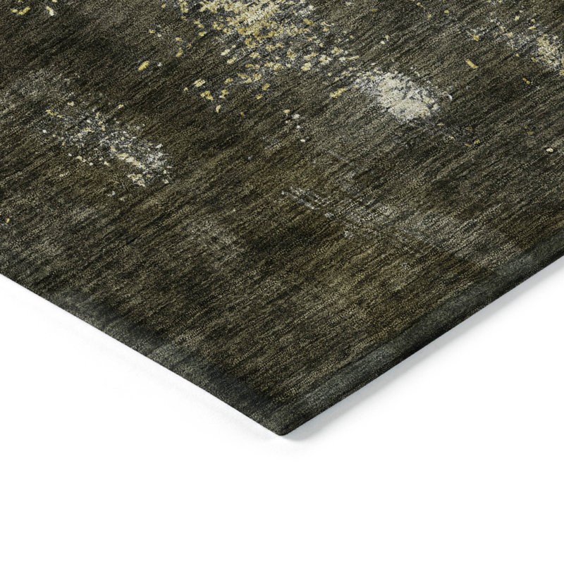 Tapis brun intérieur / extérieur lavable à la machine Chayden ACN1072, Rectangle de 10 pi x 14 pi
