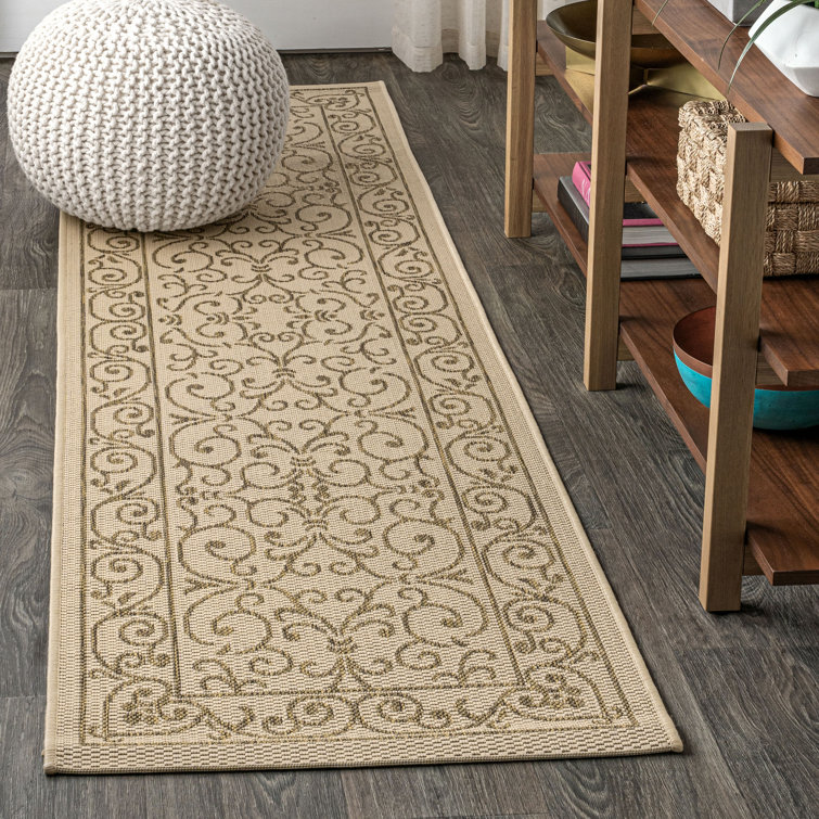 Hagerman Vintage Filigree Textured Weave Beige/Brown Indoor/Outdoor Rug
