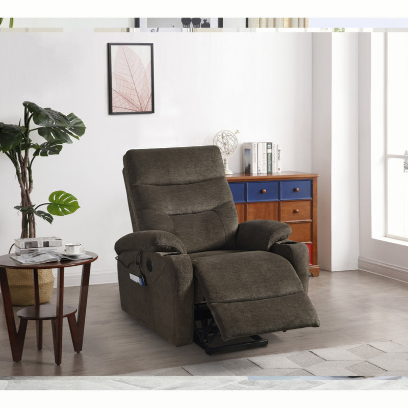 Pascasio Upholstered Heated Massage Chair, Dark Brown