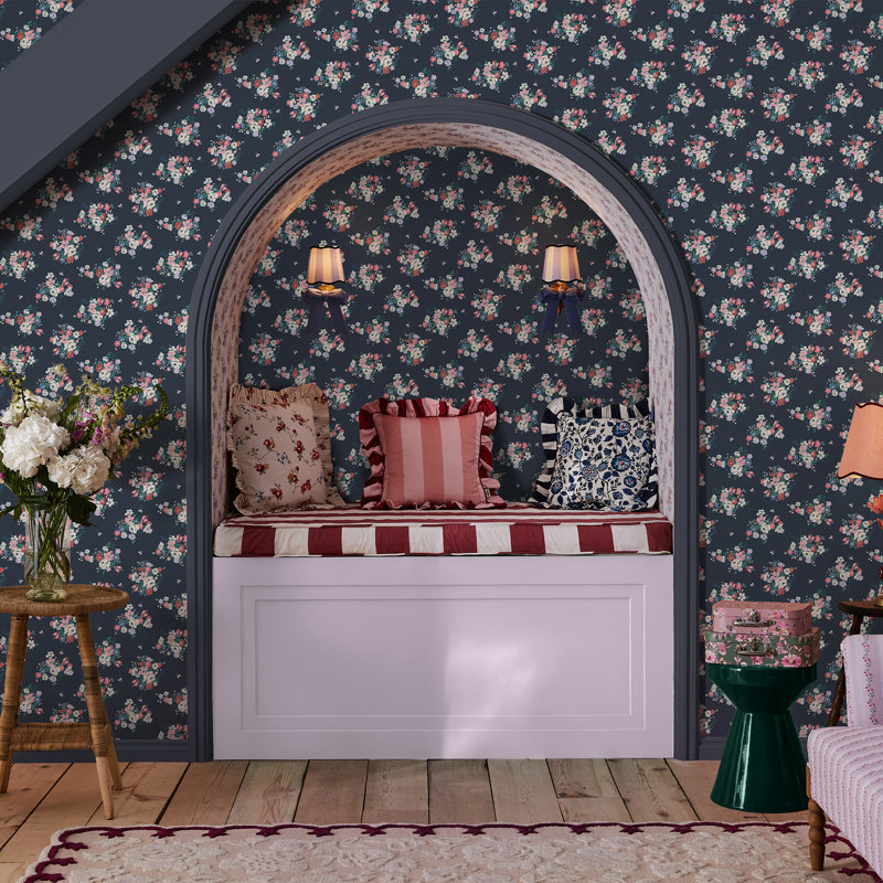 Cath Kidston Clifton Floral Wallpaper, Navy