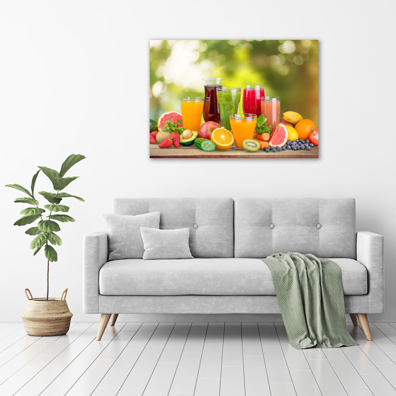 Glass Print Wall Art 100X70cm Image Printed On Glass Decorative Wall Picture Behind Toughened / Tempered Safety Real Glass For Kitchen & Living Room Theme:Fruit Juices