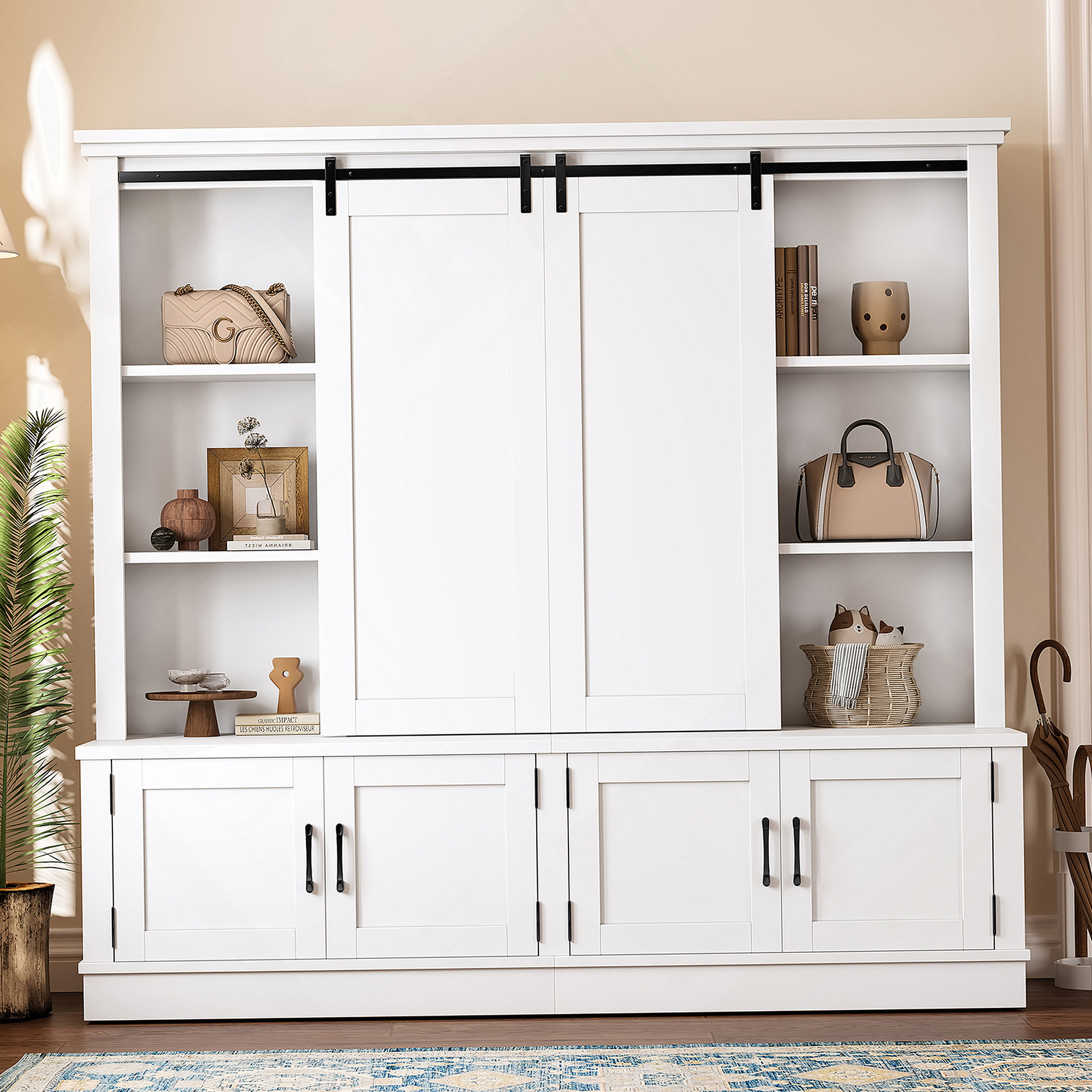 Latitude Run® Storage Cabinet With Sliding Door Design For Living Room ...