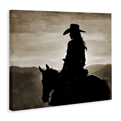 «Cowgirl Sunset sépia Portrait», art mural par Kim Allen