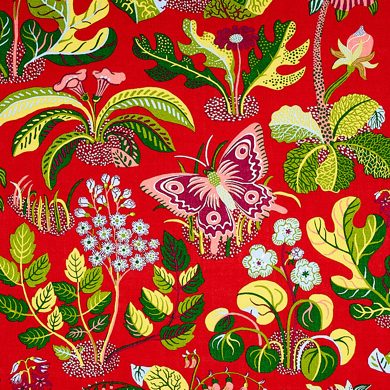 Exotic Butterfly Fabric, Red