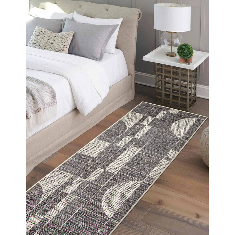 Tapis gris Bodhi, Tapis de couloir 2 pi 8 po x 8 pi 2 po