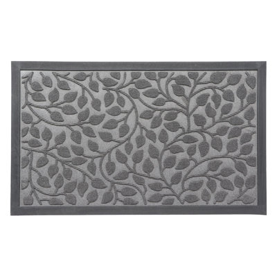 Heavy-Duty Dirt-Trapping Rubber Doormat with Raised Leaf Pattern