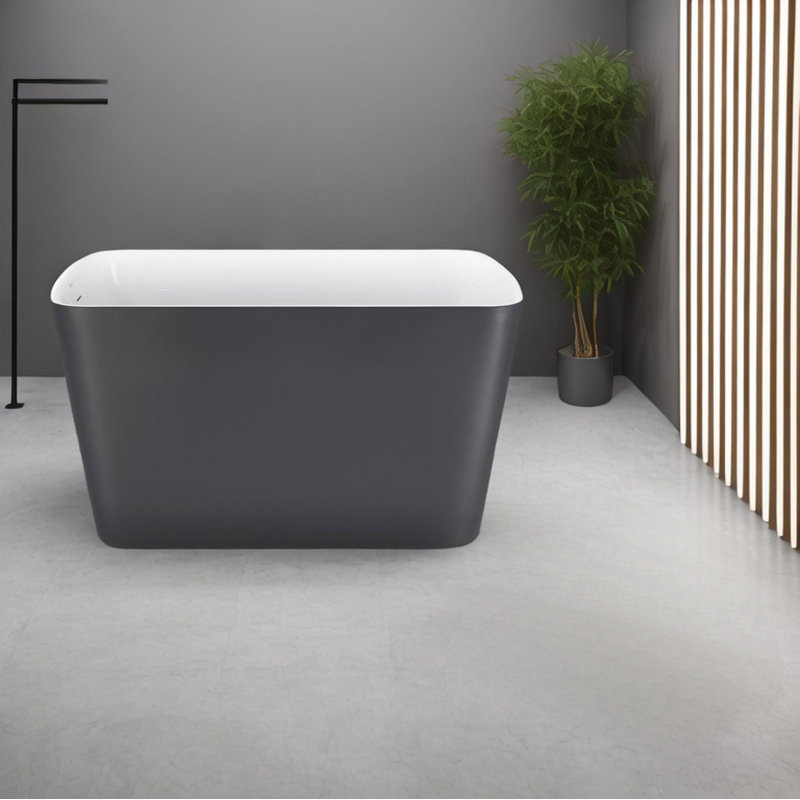 47'' X 27.3'' Acrylic Freestanding Soaking Bathtub Sit-in Design, Black