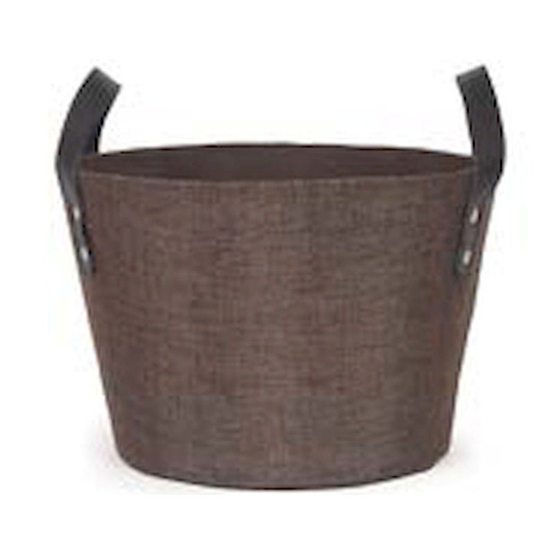 Panier en tissu contenant des poignées en faux cuir, H 7 po x l 10 po x P 10 po, Brun