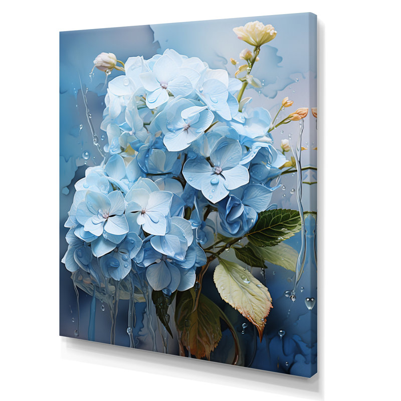 Hortensia bleue subtile sérénade - impression, H 20 po x l 12 po x P 1 po, Toile tendue