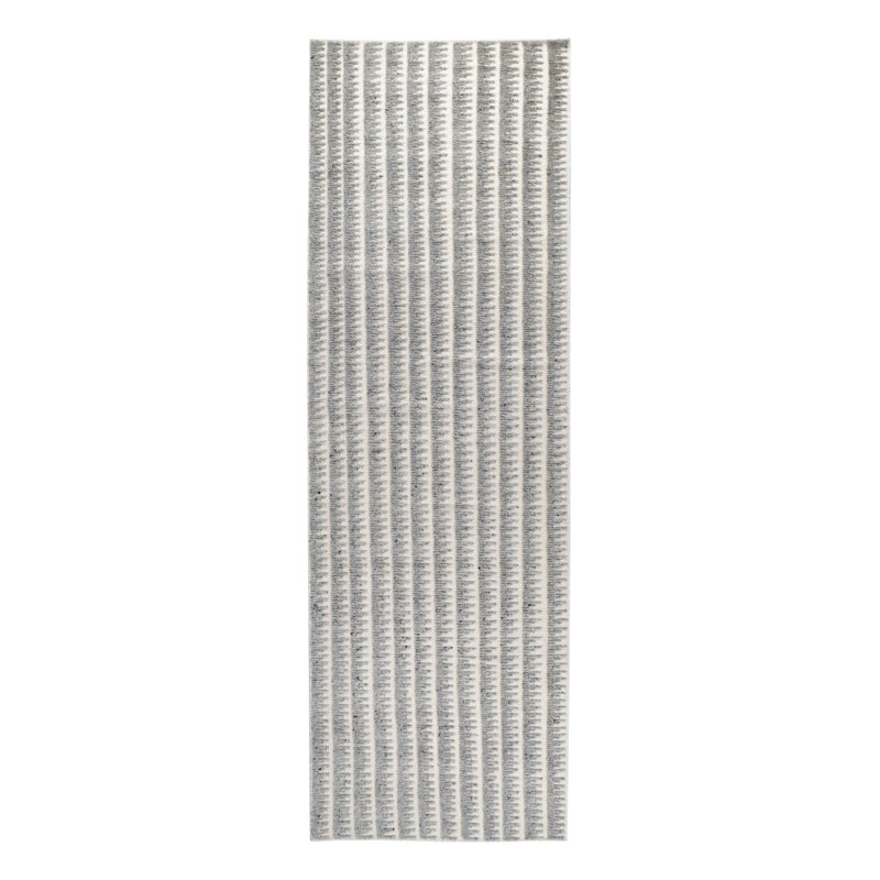 Whitby Hand Knotted Wool Geometric Area Rug in Gray/Ivory, Runner 2'6" x 8'