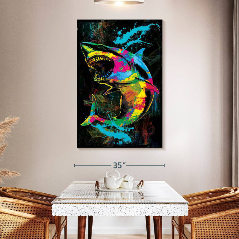 Brampt Color Grunge Shark, 51" H x 34" W