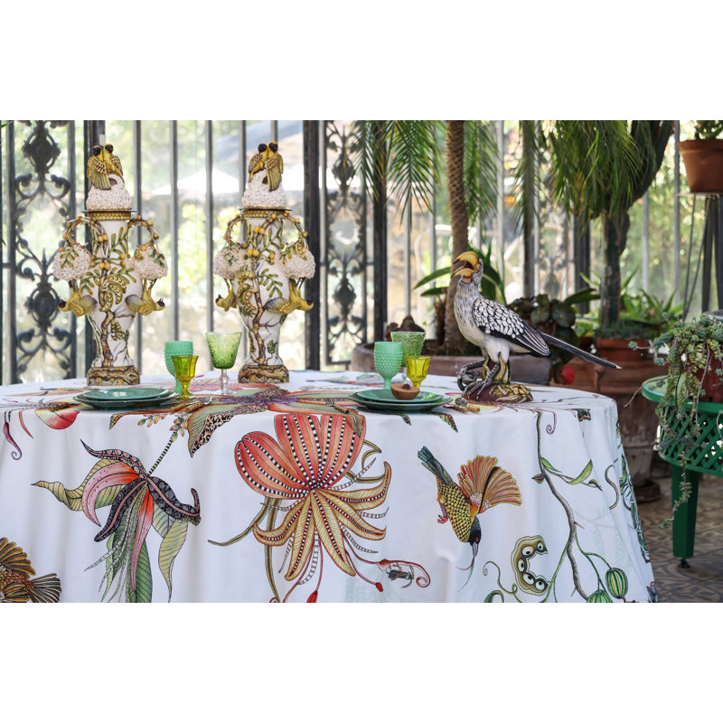 Thanda Nests Tablecloth - Cotton, 138" L x 78" W, Parakeet