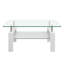 Table basse rectangulaire, plateau en verre trempé avec panneau de fibres à densité moyenne, table moderne pour le salon, verre transparent-394692104-394692119