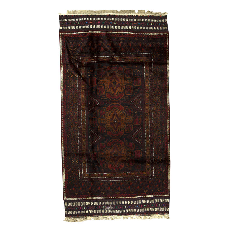 Hand-Knotted High-Quality Area Rug in Merlot/Black