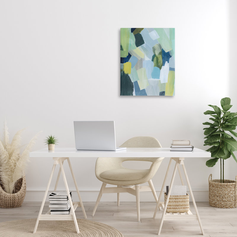 «Layered Green Brush Strokes» par Grace Popp, H 30 po x l 24 po