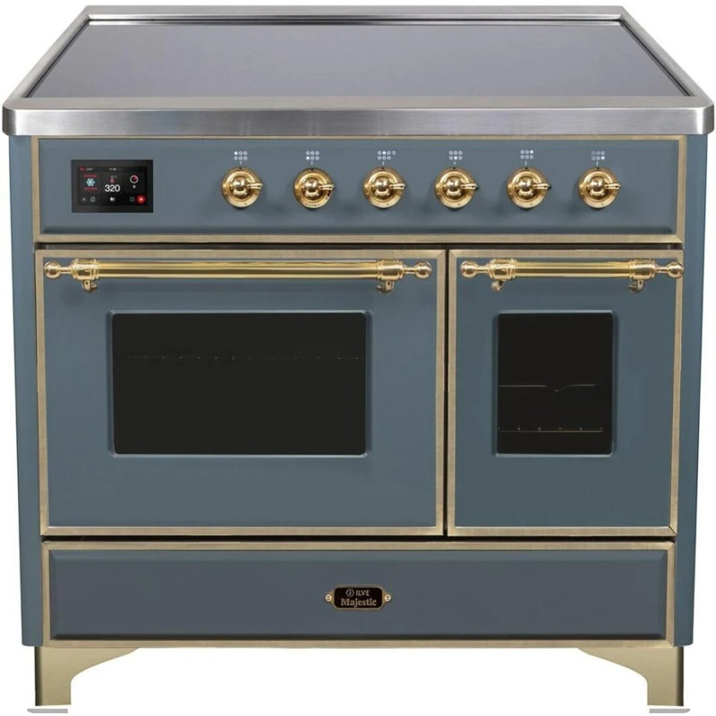 Majestic II 40" Freestanding Induction Range, Blue Gray/Brass