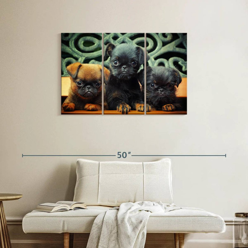 Griffon Puppies, 24" H x 38" W