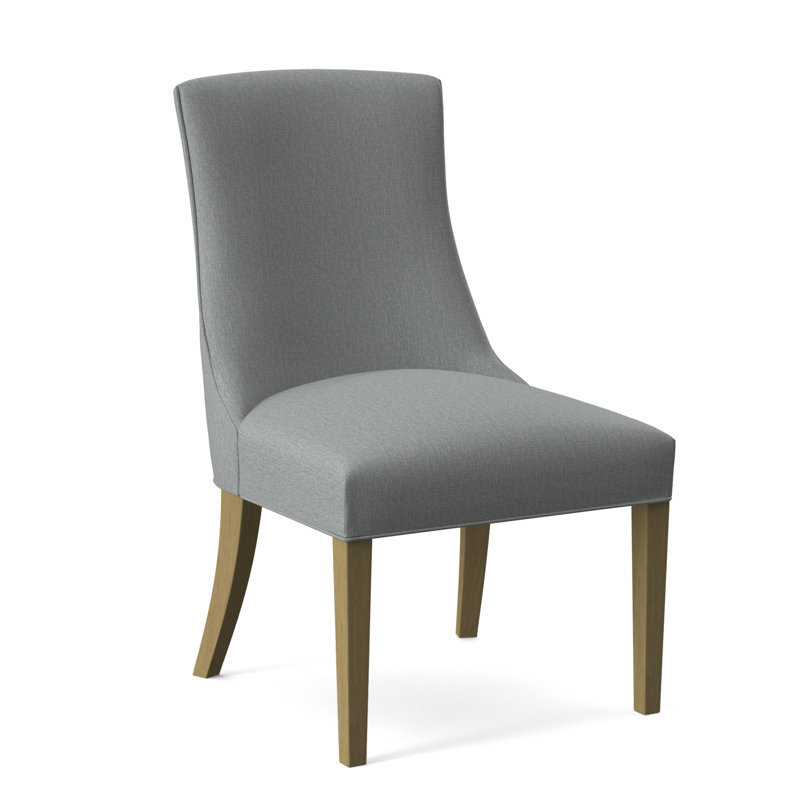 Tuxedo Slipper Dining Chair, Light Blue Performance Fabric; 0851-55, Antique Frost White Finish