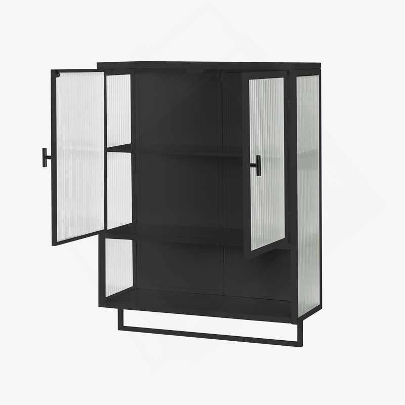 Armoire murale moderne 23,62 po à deux portes avec rangement fermé à deux niveaux