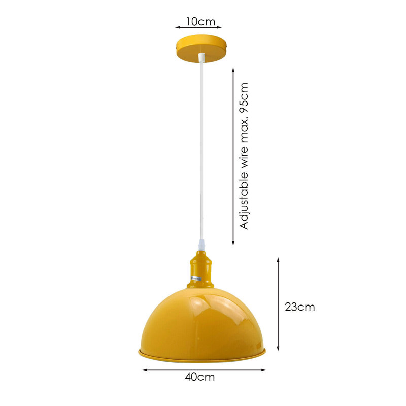 Dlayna 1 - Light Yellow Dome Pendant, 114cm H x 30cm W x 30cm D