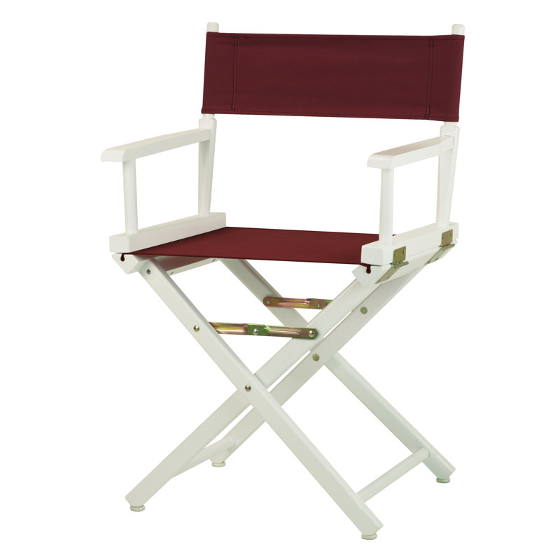 Chaise de réalisateur pliante 18 po, Bourgogne, Blanc
