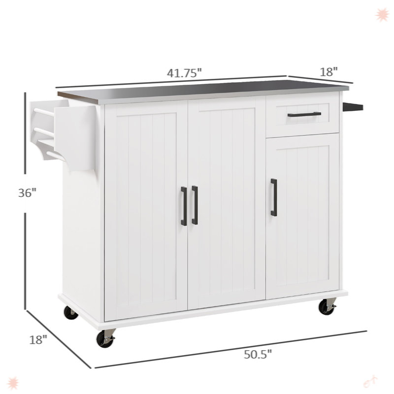 Îlot de cuisine avec rangement sur roulettes