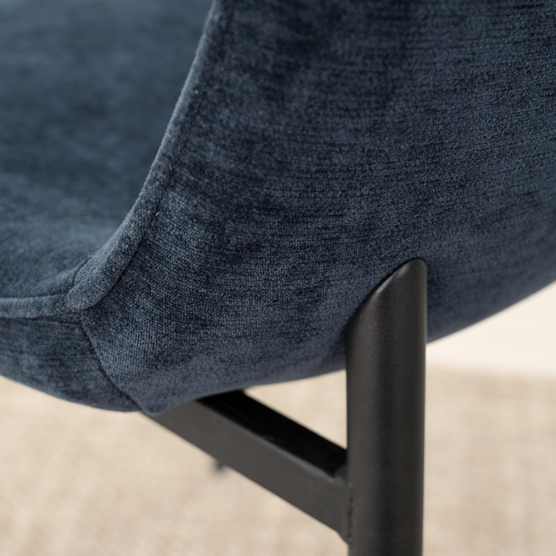 Chaise rembourrée en tissu Sheryl, Bleu très foncé