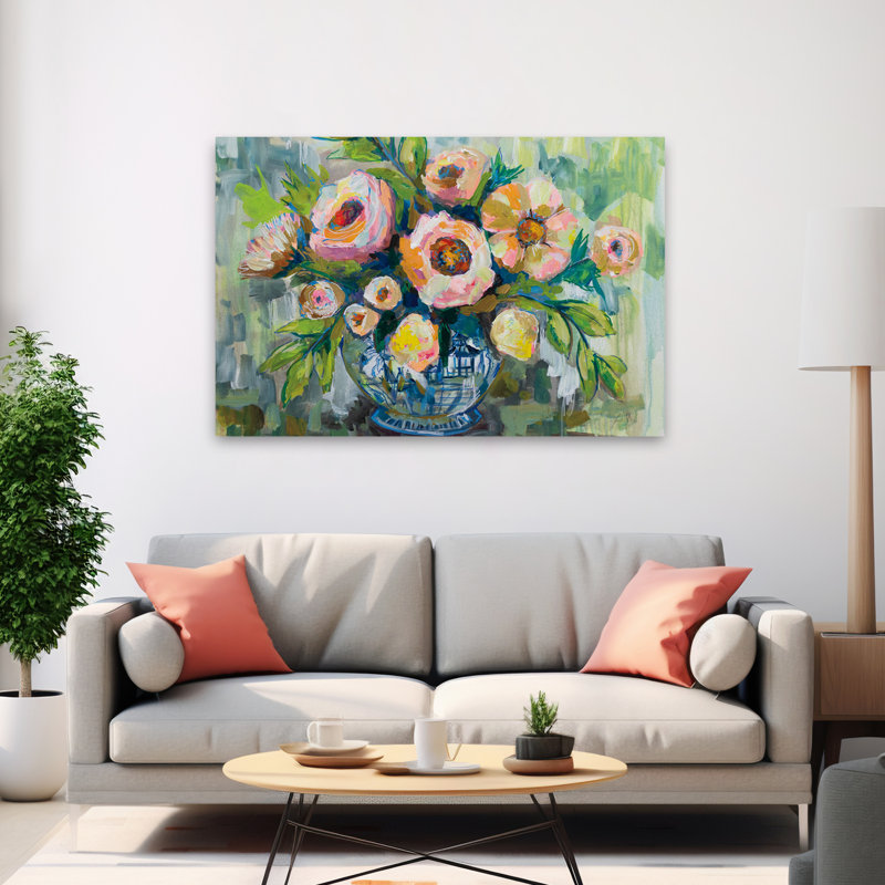 Blue And Blush Midsummer Art, 40" H x 60" W