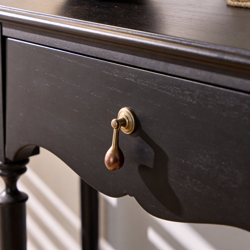 French Vintage Solid Wood Console Table, Black