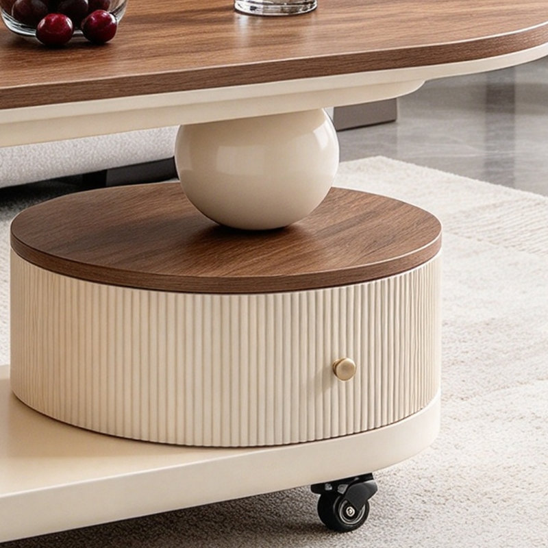 Table basse légère de luxe avec rangement, 17.71" H x 31.49" W x 15.74" D, Grey / Black, Stone
