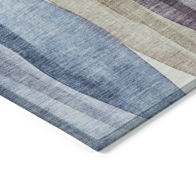 Machine Washable Indoor/Outdoor Xhevrie Denim Rug, Rectangle 9' x 12'