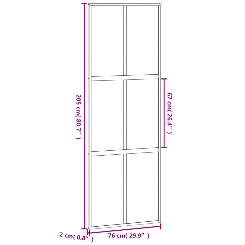 Ahmadi Glass Sliding Doors, 205cm H x 76cm W