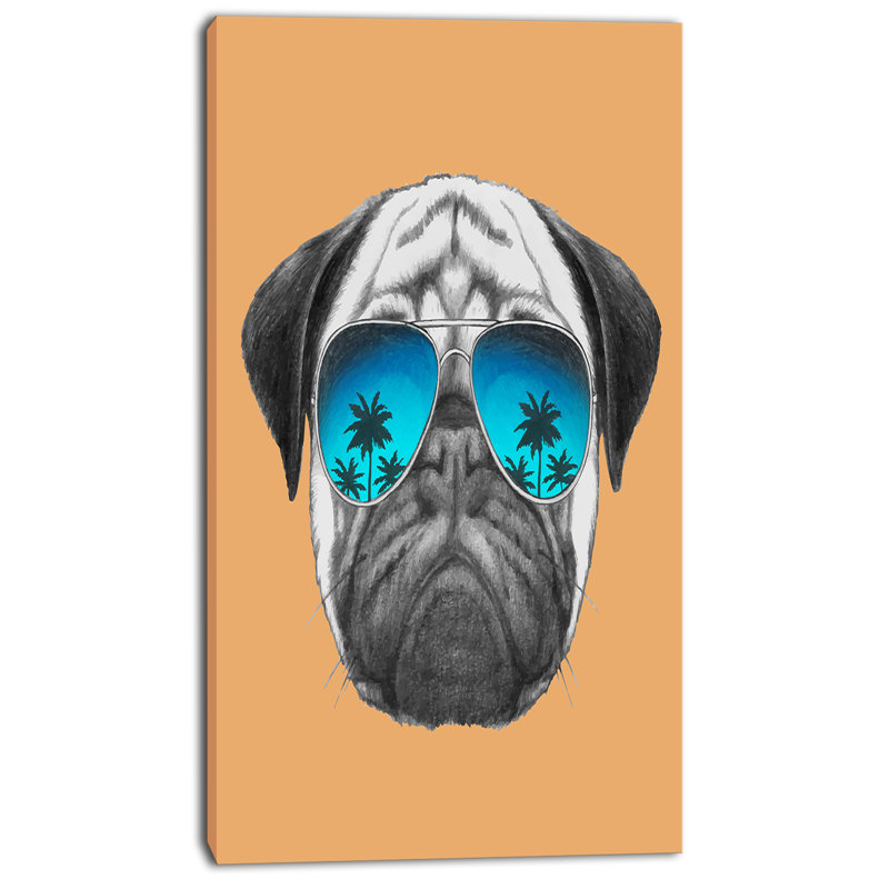 Alfaro rigolo avec lunettes bleues - impression d'art graphique, H 40 po x l 30 po x p 1 po, Toile tendue