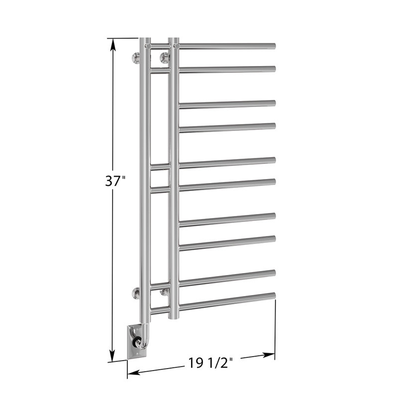 19.5"x37" Ortona Wall Mounted Electric Plug-In Towel Warmer - Chrome, Fluid Filled, Unique Design, Lifetime Warranty, Chrome
