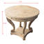 Table d'appoint ronde, style, petite taille, pieds courbés, aspect vieilli, bois naturel, 2 tiroirs de rangement, grain de bois de salle à manger, placage de sapin, pour le coin cuisine