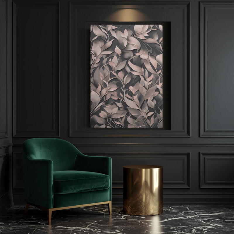 Abstrait floral 11, art mural sur toile grise, H 10 po x l 8 po