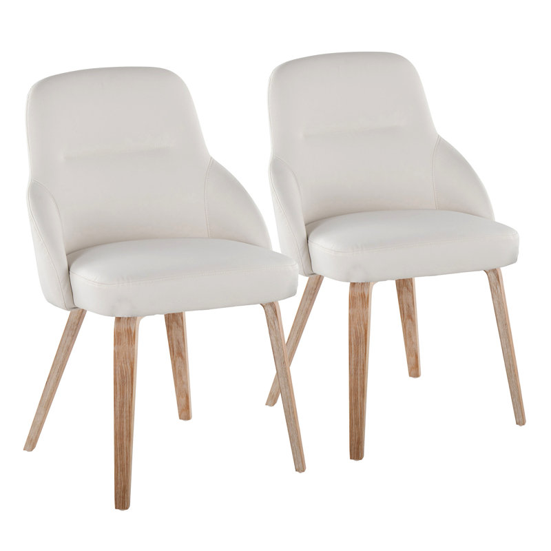 Chaise en bois et similicuir, Blanchies, Blanc