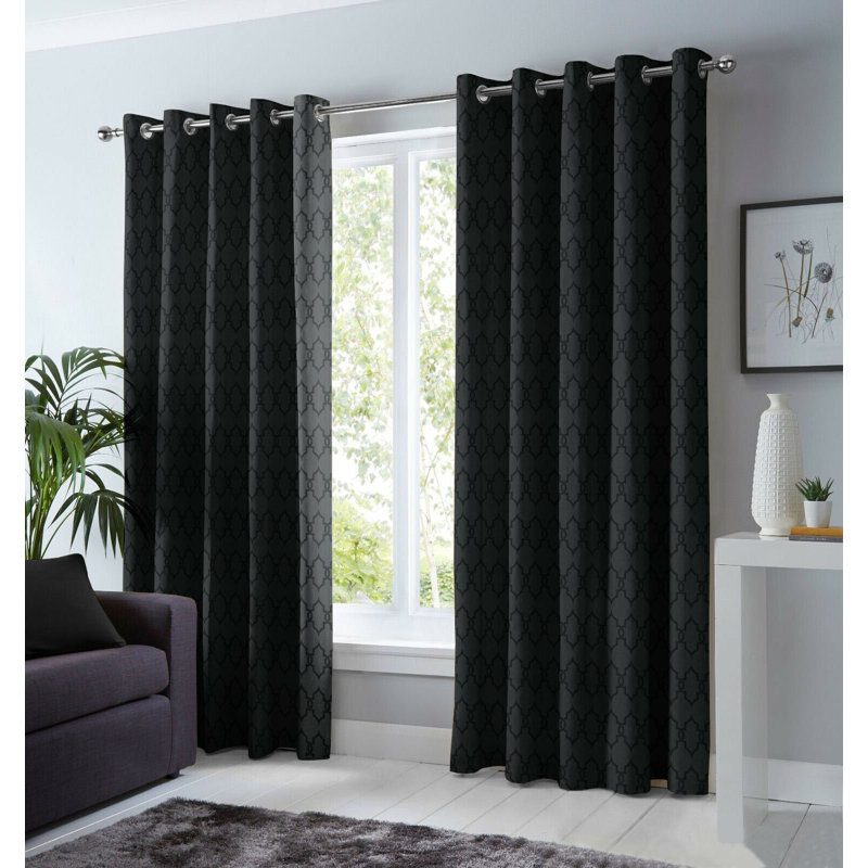 Deems Blackout Curtain Single Panel, Black
