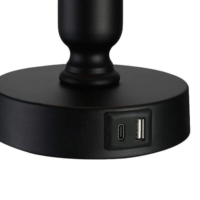 Cearra Metal USB Table Lamp, Black