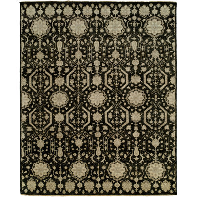 Wool Oriental Area Rug in Black