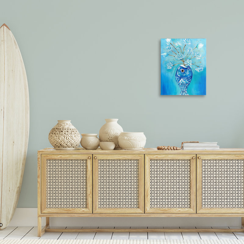 Art mural sur toile Bouquet de poissons par Estelle Grengs, H 20 po x l 16 po