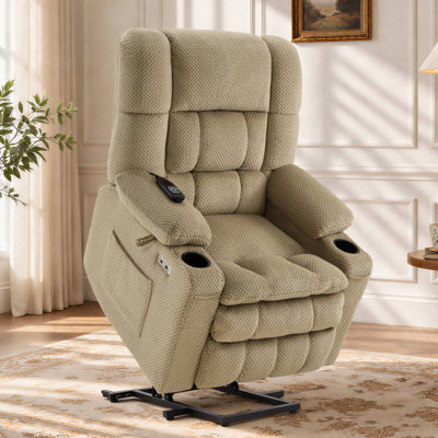 Fauteuil inclinable électrique à deux moteurs avec massage et chaleur, position infinie, revêtement en tissu