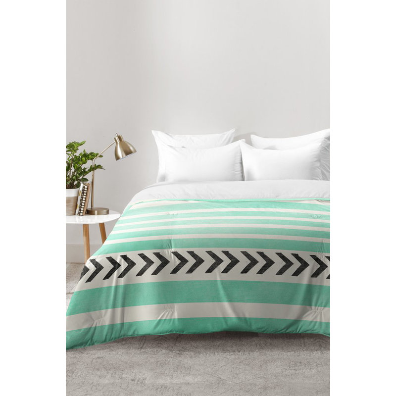 Ensemble d'édredon à rayures et flèches, Édredon pour lit simple TG + 1 taie décorative